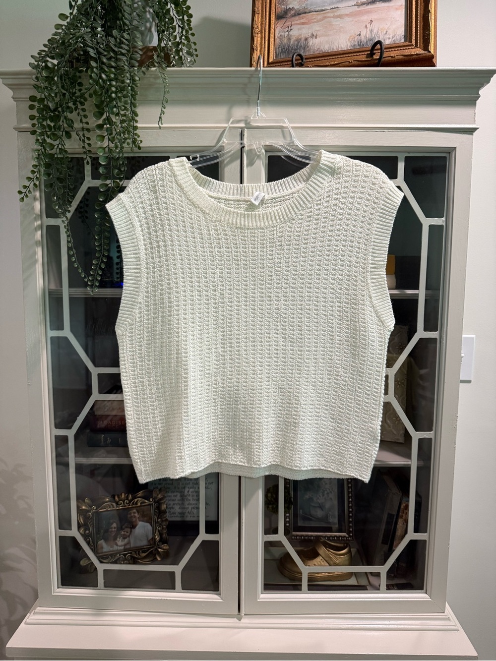 Wishlist Cream Sleeveless Waffle Knit Crop Top